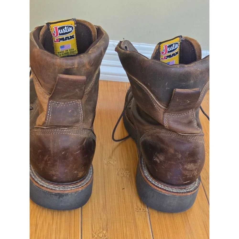 Justin J-Max Work Boots Men’s 440 Tan Gaucho, 8″ tall Made in the USA 12EE